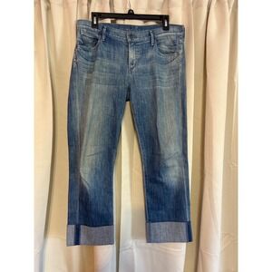 Citizens of Humanity Womens Cuffed Straight Leg Jeans Medium Wash Blue Size 30